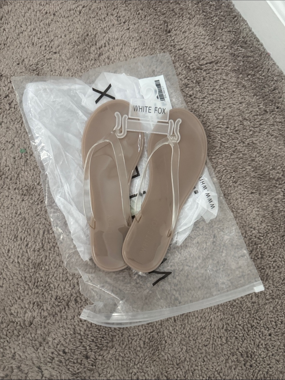 White Fox Boutique Taupe Jelly Thong Sandals
